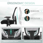 Fauteuil de bureau ergonomique en maille grande taille et extra-robuste, 227 kg, avec siège large et épais