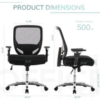 Fauteuil de bureau ergonomique en maille grande taille et extra-robuste, 227 kg, avec siège large et épais