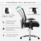Fauteuil de bureau ergonomique en maille grande taille et extra-robuste, 227 kg, avec siège large et épais