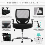 Fauteuil de bureau ergonomique en maille grande taille et extra-robuste, 227 kg, avec siège large et épais