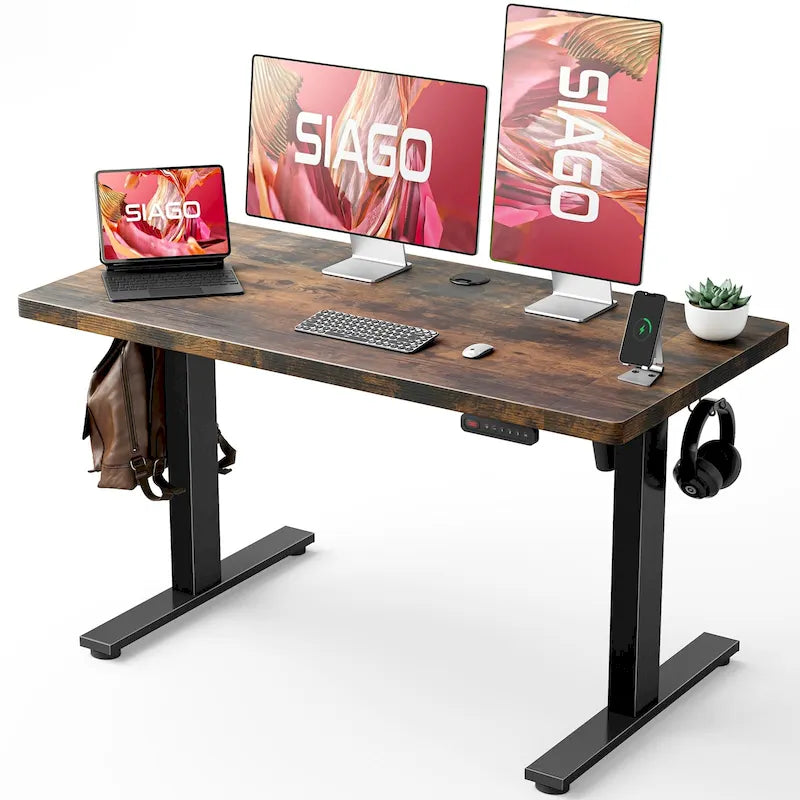 Bureau électrique assis-debout réglable en hauteur, 122 x 61 cm