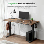 Bureau électrique assis-debout réglable en hauteur, 122 x 61 cm