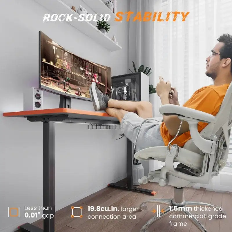 Bureau électrique assis-debout réglable en hauteur, 122 x 61 cm