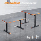 Bureau électrique assis-debout réglable en hauteur, 122 x 61 cm