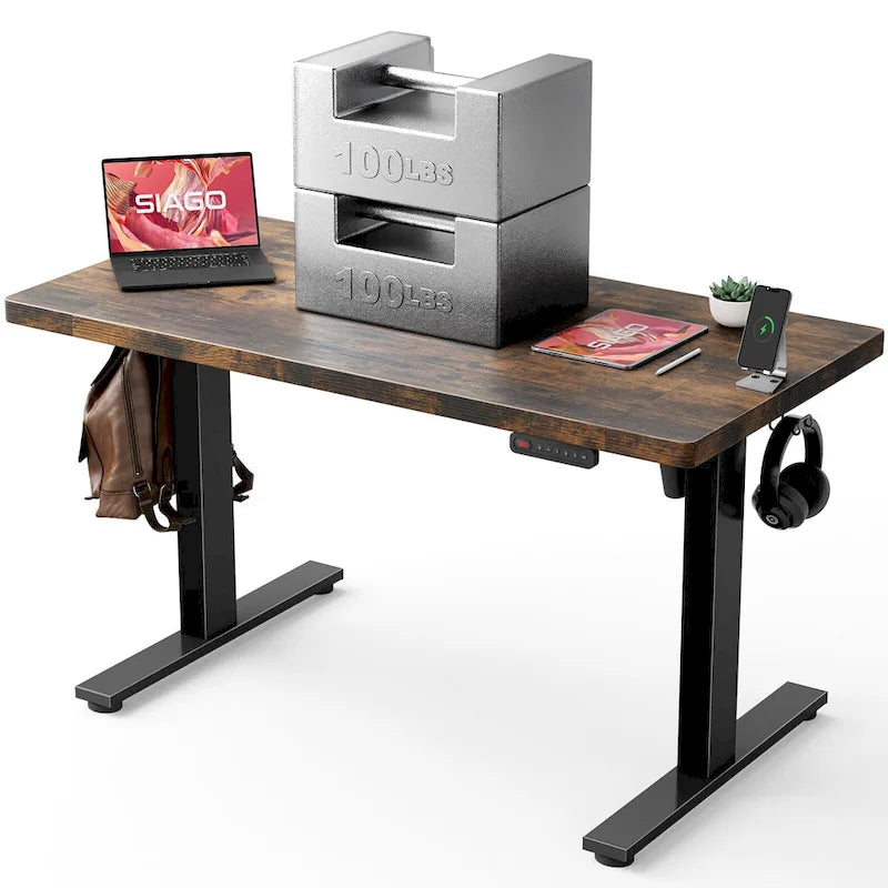 Bureau électrique assis-debout réglable en hauteur, 122 x 61 cm
