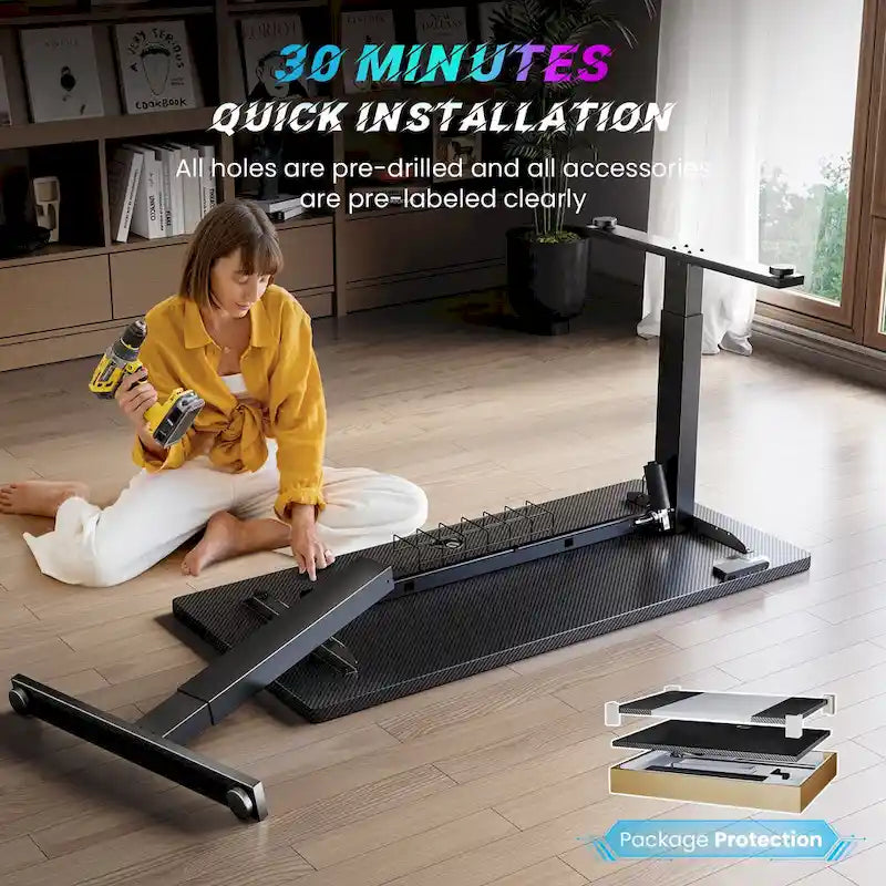 Bureau électrique assis-debout réglable en hauteur, 122 x 61 cm
