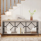 Table console de canapé de 70,9 pouces avec étagère de rangement ouverte, Table étroite industrielle extra longue, Table d'entrée derrière le canapé