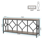 Table console de canapé de 70,9 pouces avec étagère de rangement ouverte, Table étroite industrielle extra longue, Table d'entrée derrière le canapé
