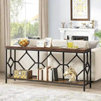 Table console de canapé de 70,9 pouces avec étagère de rangement ouverte, Table étroite industrielle extra longue, Table d'entrée derrière le canapé