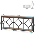 Table console de canapé de 70,9 pouces avec étagère de rangement ouverte, Table étroite industrielle extra longue, Table d'entrée derrière le canapé