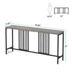 Table console de canapé de 70,9 pouces avec étagère de rangement ouverte, Table étroite industrielle extra longue, Table d'entrée derrière le canapé