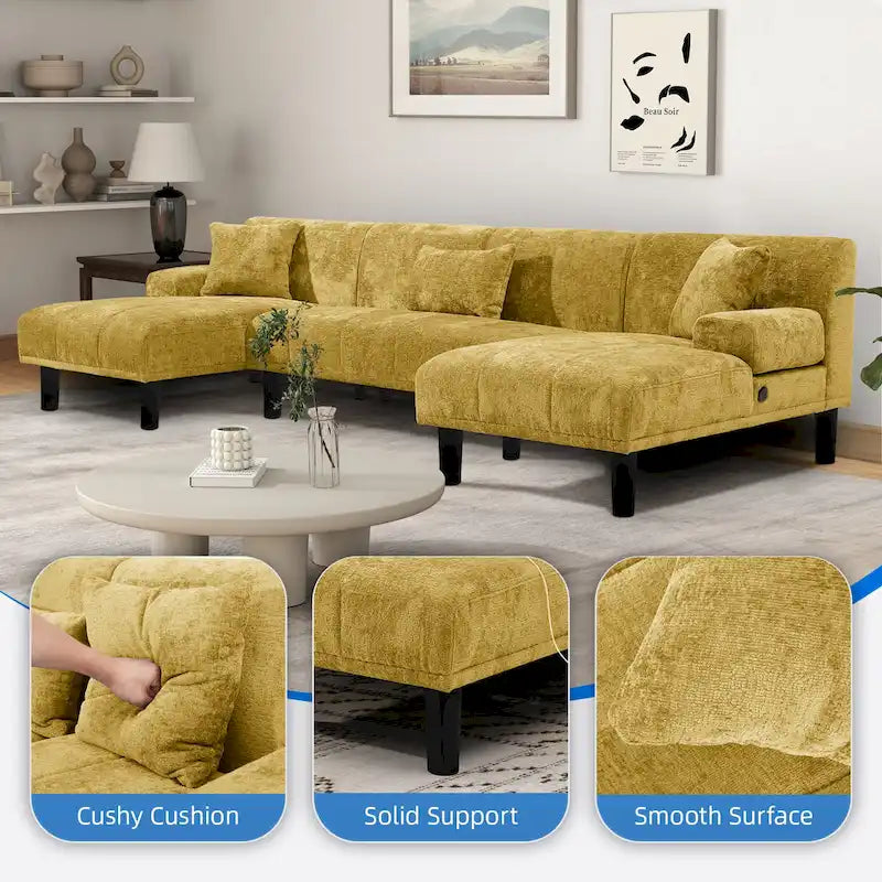 Canapé d'angle modulable moderne en chenille en U