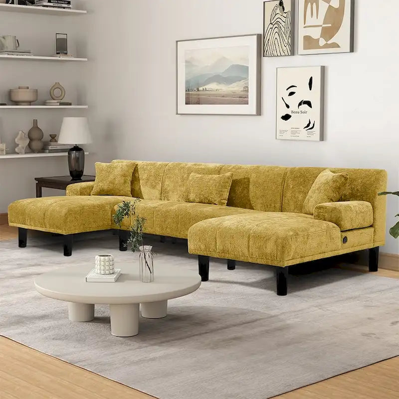 Canapé d'angle modulable moderne en chenille en U