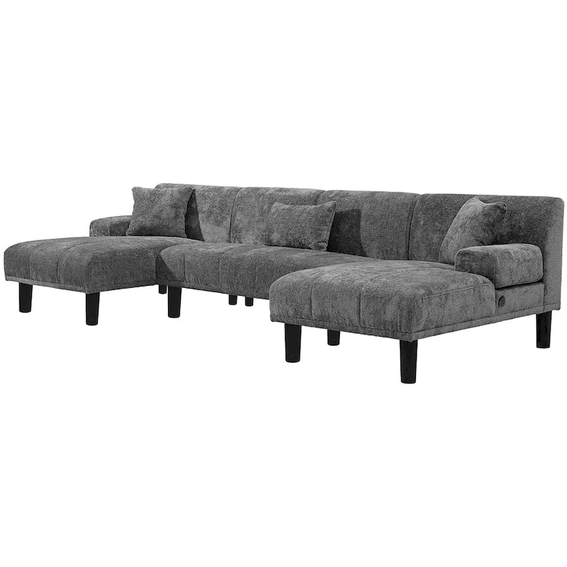 Canapé d'angle modulable moderne en chenille en U